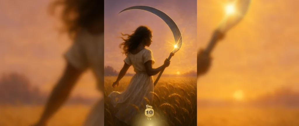 Foice, carta 10 no Baralho Cigano