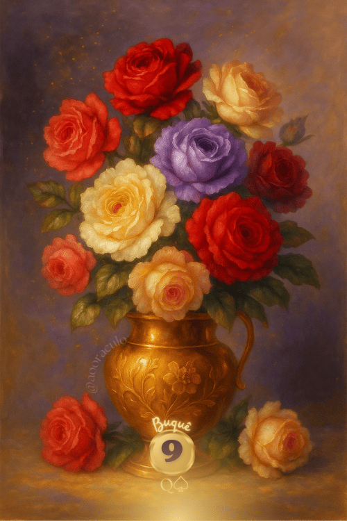 Buquê, carta 9 no Baralho Cigano