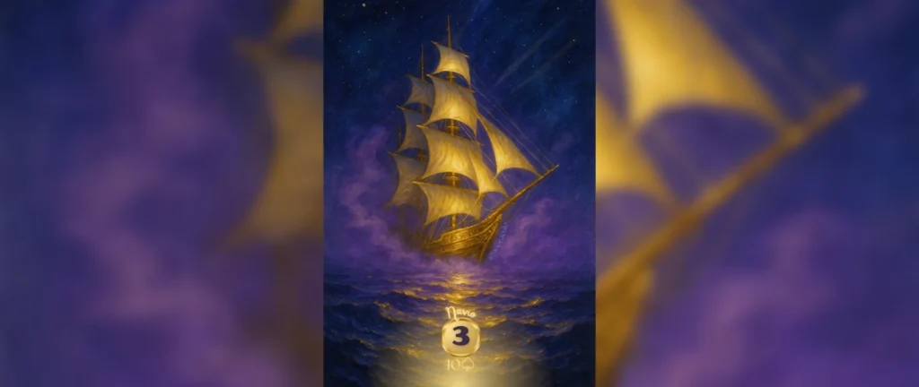 Navio, carta 3, no Baralho Cigano