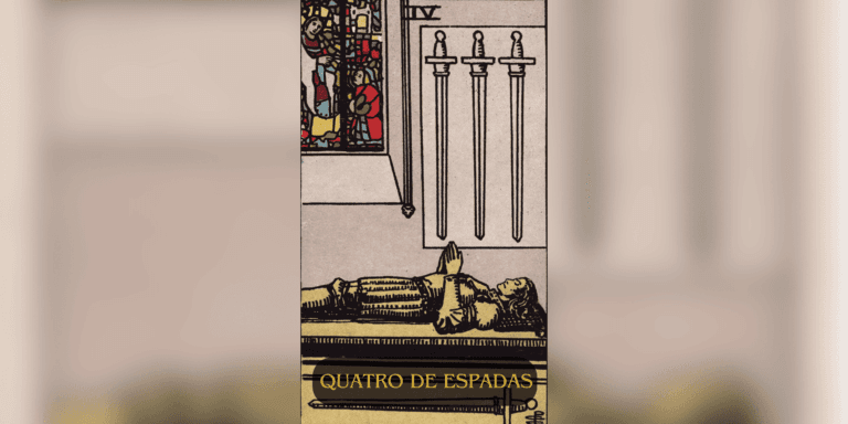 O Quatro de Espadas é uma carta do Tarot que simboliza repouso, introspecção e recuperação. Seu significado está associado à necessidade de pausa, reflexão e renovação energética antes de seguir adiante.