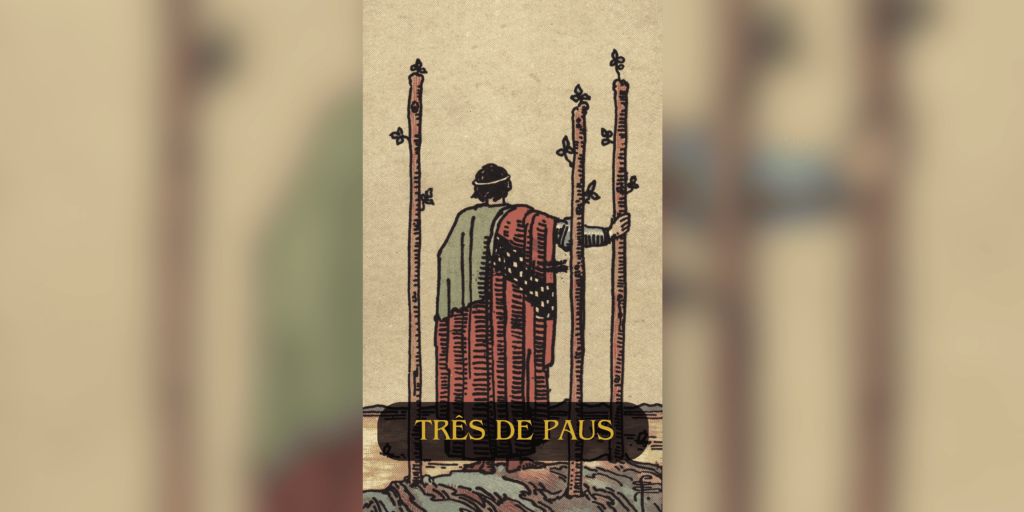 O Três de Paus é uma carta do Tarot que simboliza expansão, planejamento e exploração de novas oportunidades. Representa um momento de visão ampla e confiança para seguir adiante com planos e projetos.