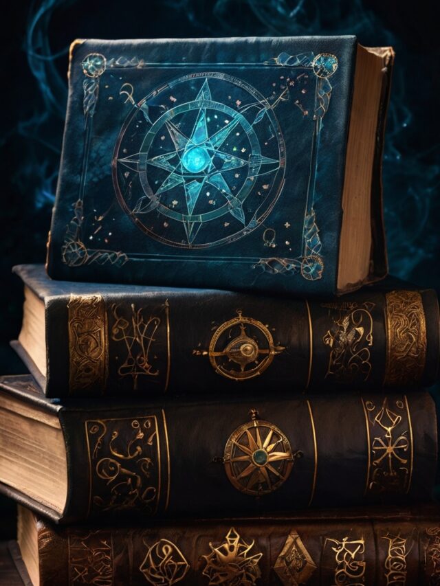 Leonardo_Kino_XL_A_stack_of_ancient_magical_books_bound_in_lea_0