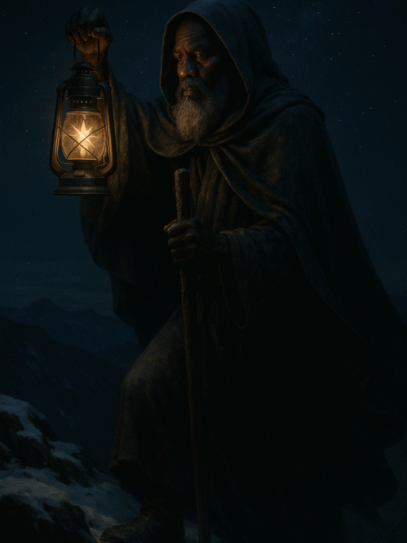 20250912_0933_Hermit on Mountain Peak_simple_compose_01k4yyg45jf66rgb7zf4bk7e8x