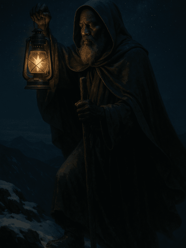 20250912_0933_Hermit on Mountain Peak_simple_compose_01k4yyg45jf66rgb7zf4bk7e8x