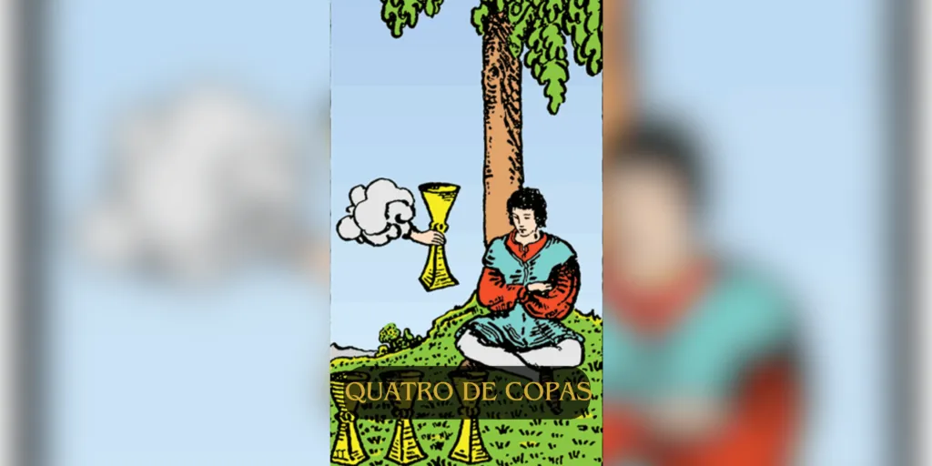 O Quatro de Copas é uma carta do naipe de Copas no baralho de tarot e está intimamente relacionada às emoções, aos sentimentos e à introspecção. Então, quando essa carta aparece em uma leitura, ela traz consigo uma mensagem importante sobre insatisfação, reflexão e a necessidade de reavaliar o que realmente importa na vida emocional do consulente.